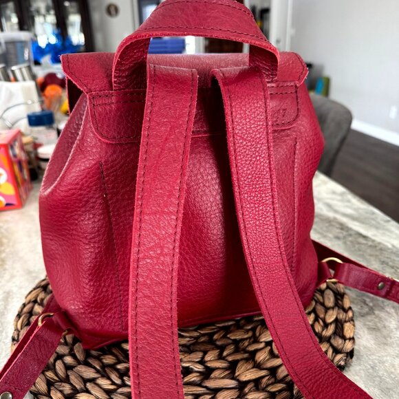 Portland Leather Goods Bucket Backpack Chili Red Excellent Condition main image 12